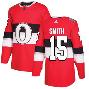 Authentic Adidas Youth Zack Smith Ottawa Senators 2017 100 Classic Jersey - Red