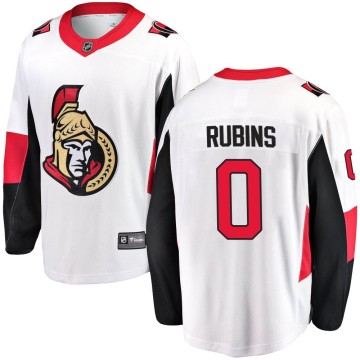Breakaway Fanatics Branded Men's Kristians Rubins Ottawa Senators Away Jersey - White