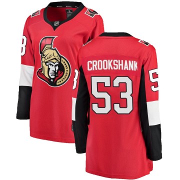 Breakaway Fanatics Branded Women's Angus Crookshank Ottawa Senators Home Jersey - Red
