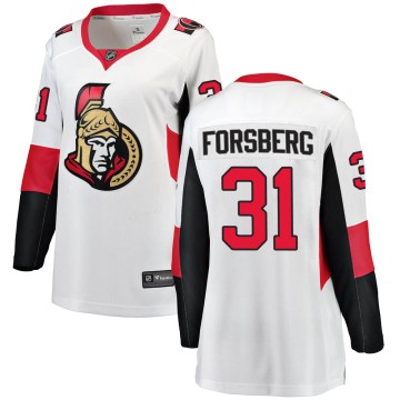 Breakaway Fanatics Branded Women's Anton Forsberg Ottawa Senators Away Jersey - White