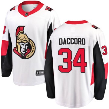 Breakaway Fanatics Branded Youth Joey Daccord Ottawa Senators Away Jersey - White