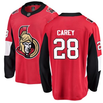 Breakaway Fanatics Branded Youth Paul Carey Ottawa Senators Home Jersey - Red