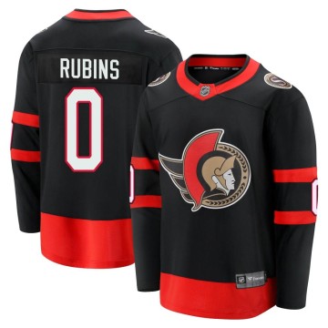 Premier Fanatics Branded Men's Kristians Rubins Ottawa Senators Breakaway 2020/21 Home Jersey - Black