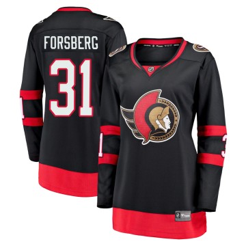 Premier Fanatics Branded Women's Anton Forsberg Ottawa Senators Breakaway 2020/21 Home Jersey - Black